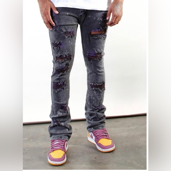 508 Distress Stack Jeans Black Wash - Picture 1 of 3